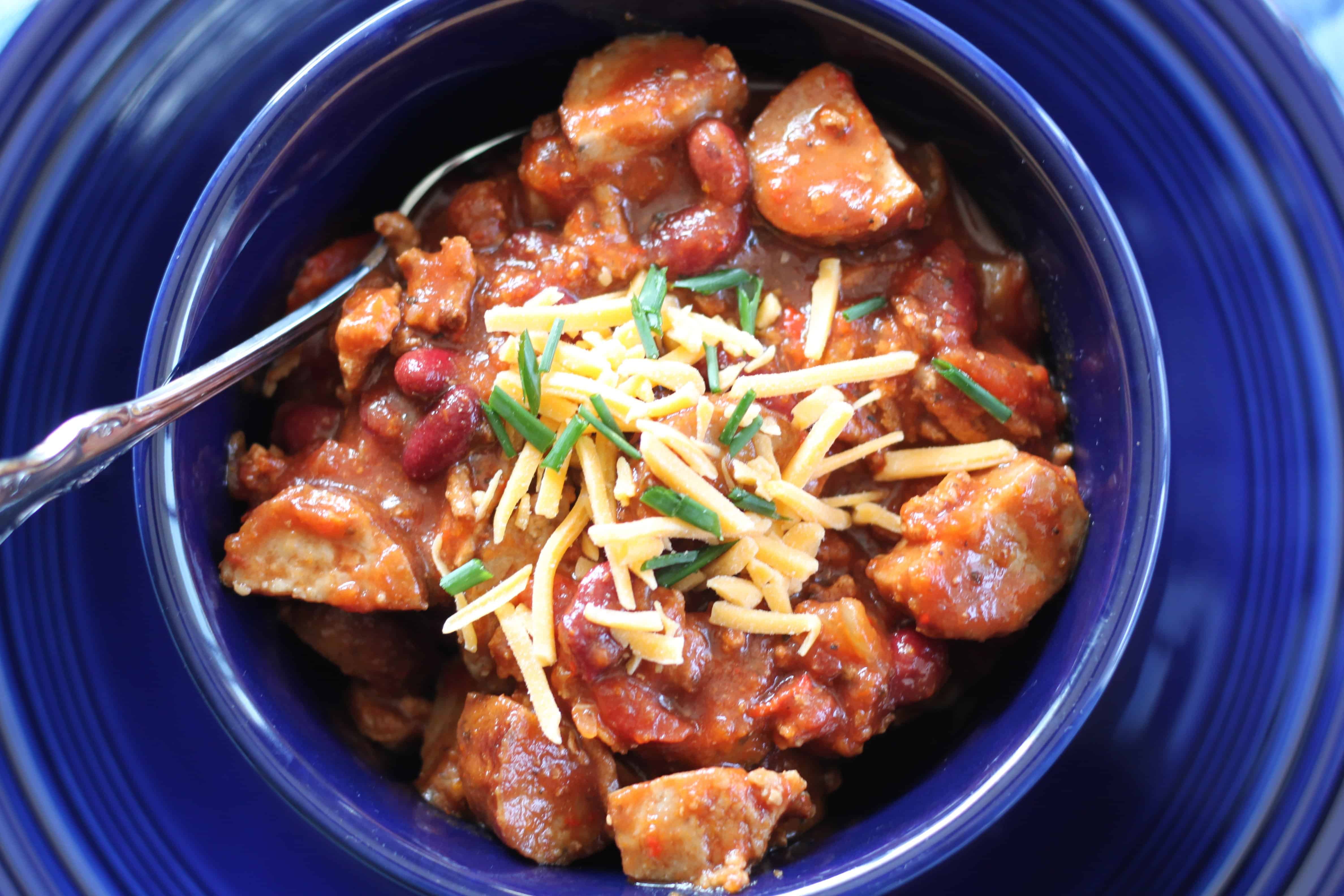 crock pot hearty loggers chili kielbasa sausage turkey