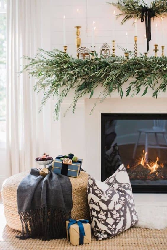 cute decor ideas for a white-christmas mantle