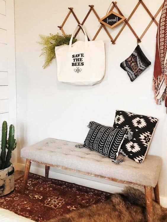 clever stylish entryway look fun bench and pillows for the front