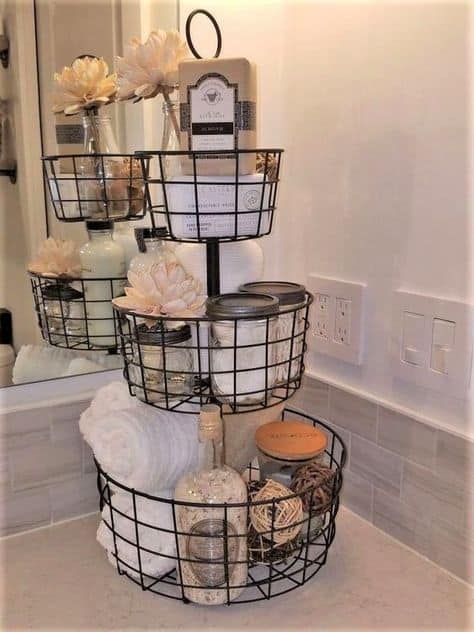 bathroom decor on a budget ideas basket organization