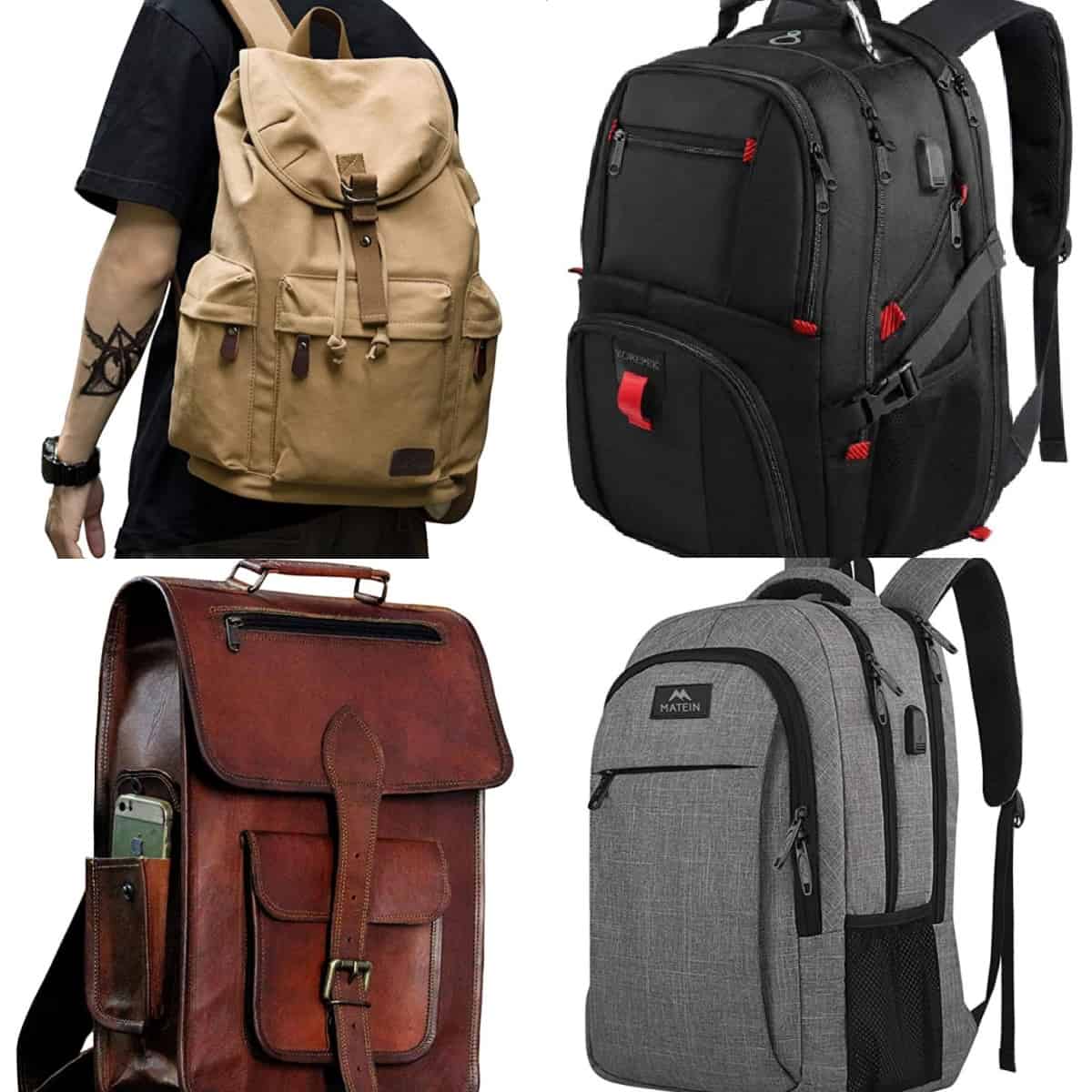 15 Inch Men Functional Backpack School Backpack Laptop Bag Shoulder Bag  College School Student Graduate University For Business Outdoor Travel  Camping Sport Leather Bag Vintage Vacation Men Gifts Waterproof Portable  Black Bag