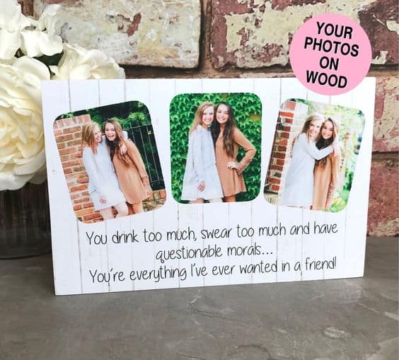 diy gift ideas for bffs cute photos on a wood frame
