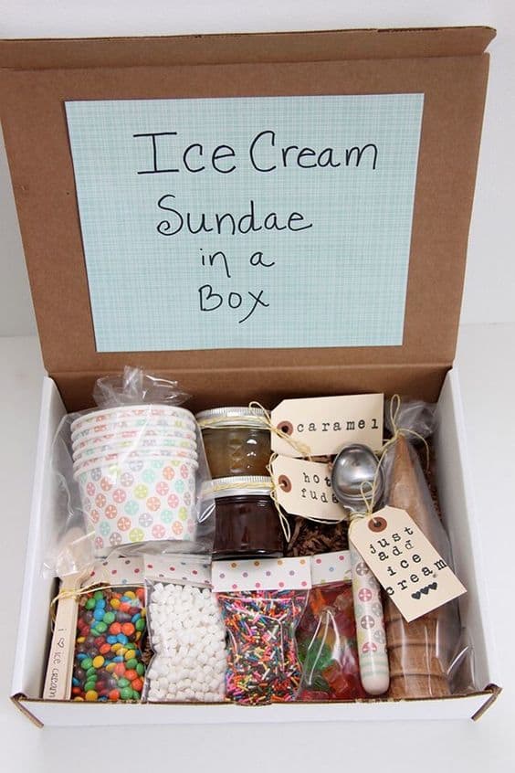 diy gift for girlfriend ice cream sundae gift box