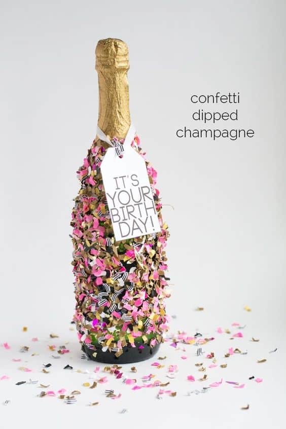ideas for moms birthday diy bottle of champagne with confetti