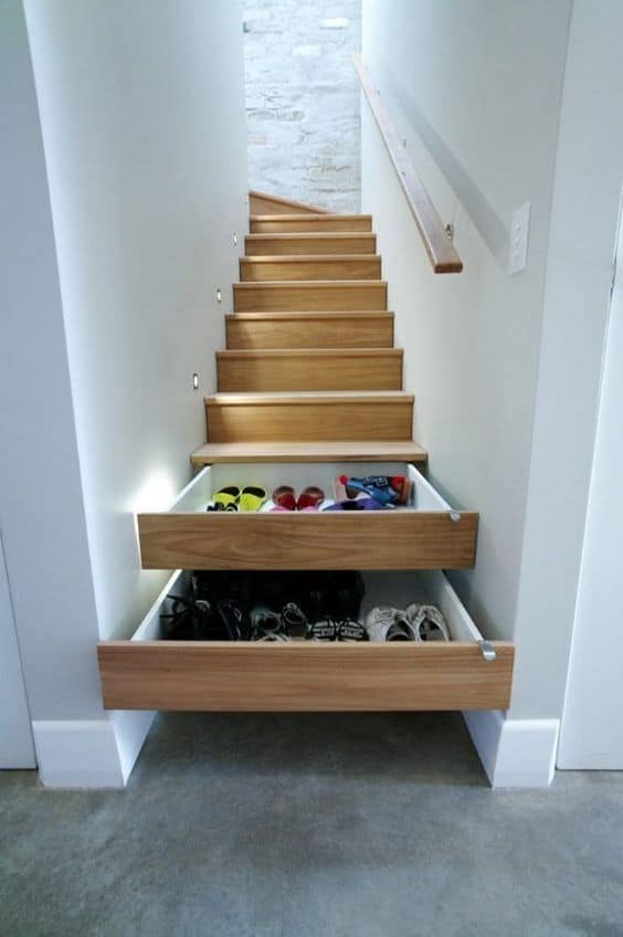 shoe storage for small spaces ideas stair drawers built in