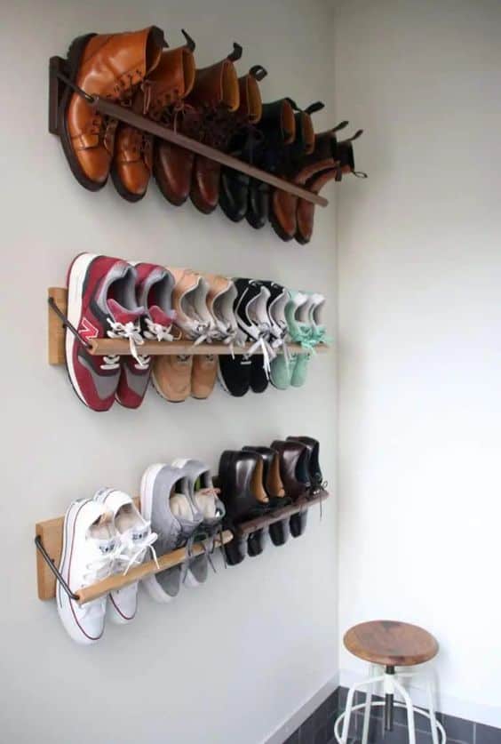 shoe storage space ideas wall organizer