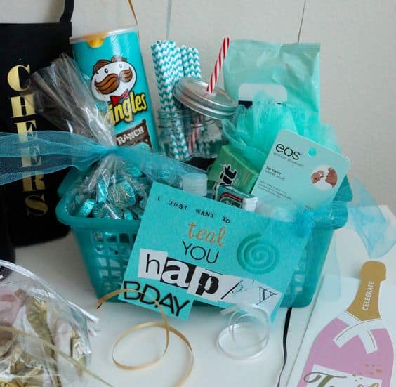 color theme cute friend gift tea basket