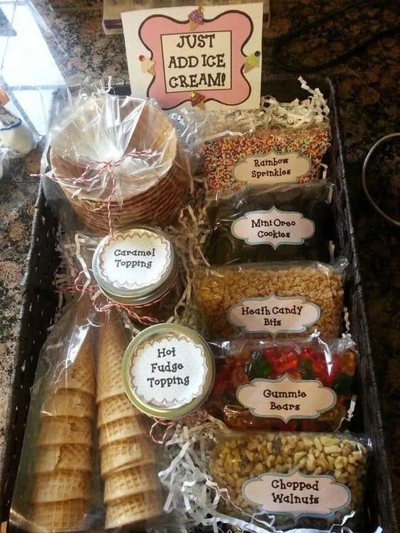 friends gift basket idea ice cream sundae