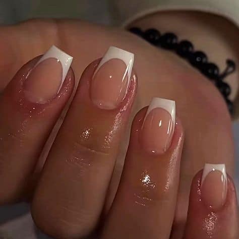 pretty short french nails small square nails