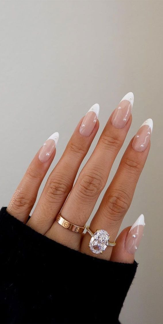 french tip nails with sequins classy and pretty