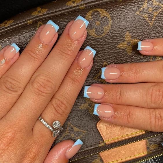 fun blue french tip nails cute and simple