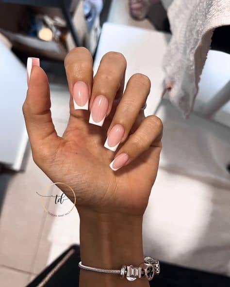 short simple french nails square shape