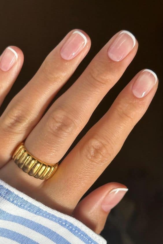 short nails with french tip simple and classy look