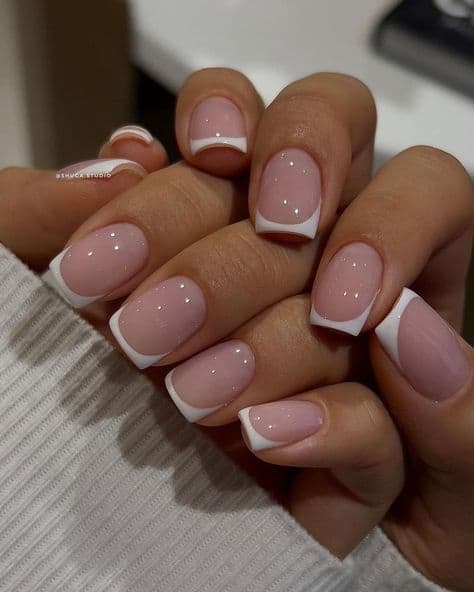 simple cute french tip nails elegant and square