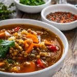 easy crock pot lentil soup with vegetables