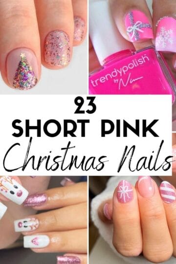 25 Short Pink Christmas Nails HOOP Post Collage