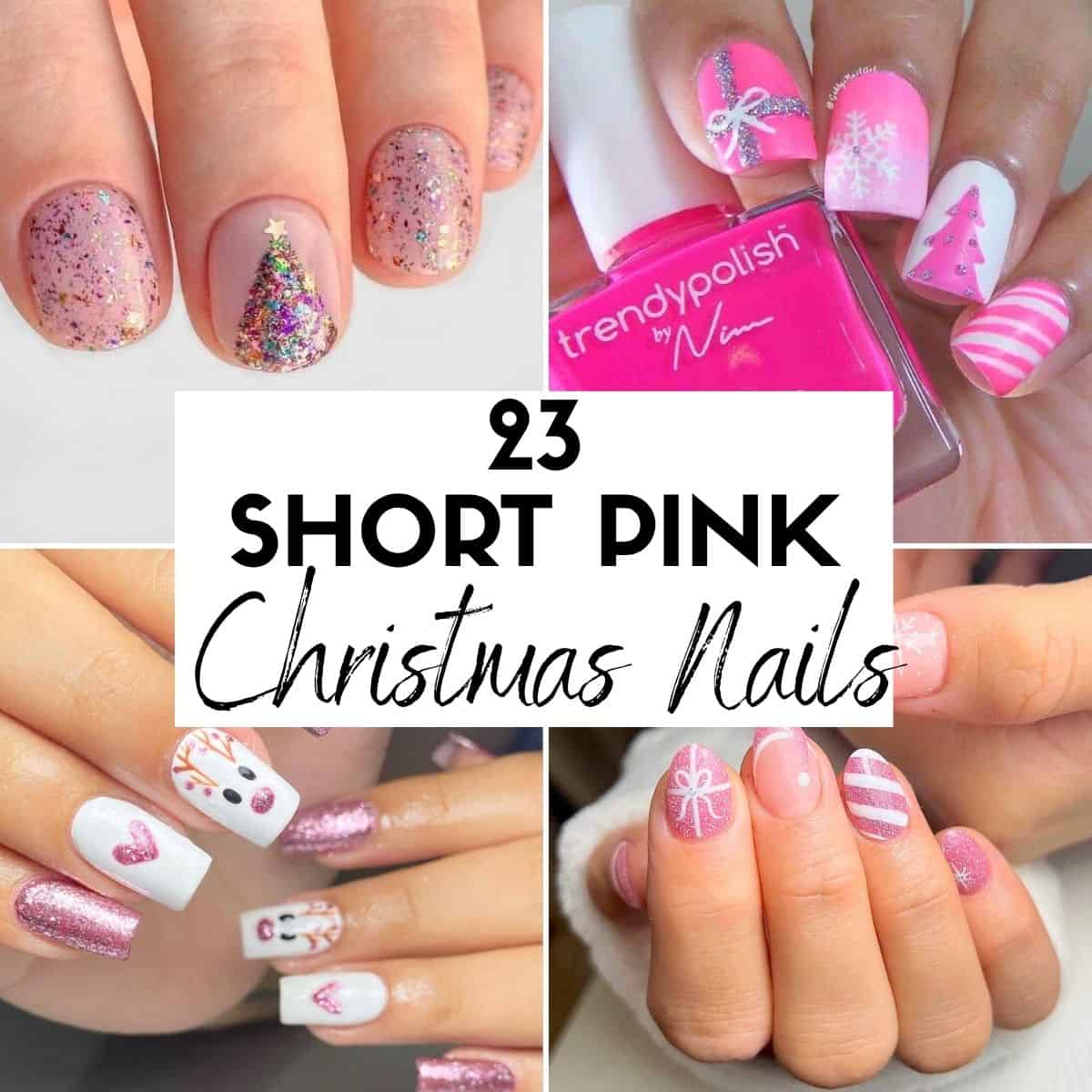 25 Short Pink Christmas Nails HOOP Post Collage