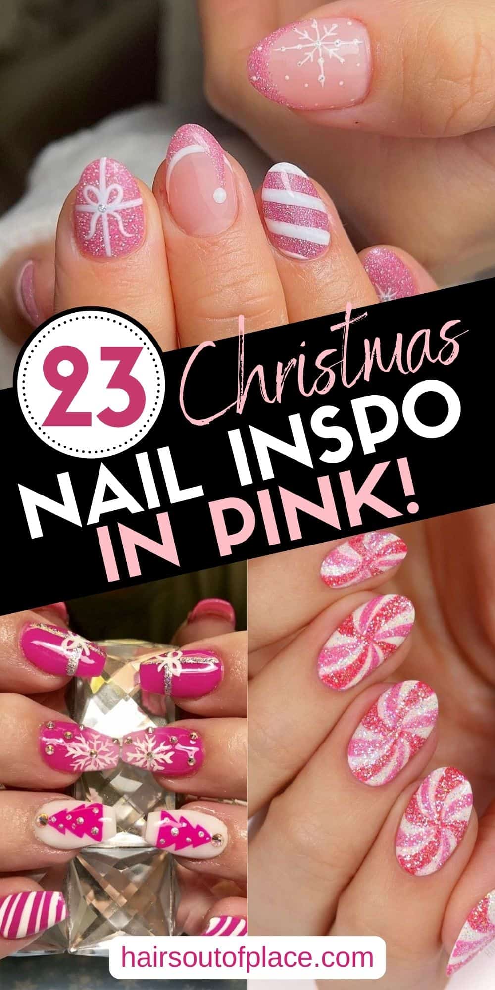 23 Short Pink Christmas Nails Pinterest pin