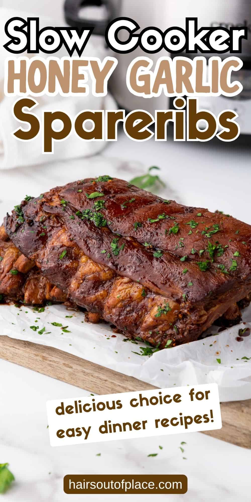 Slow Cooker Honey Garlic Spareribs Pinterest pin