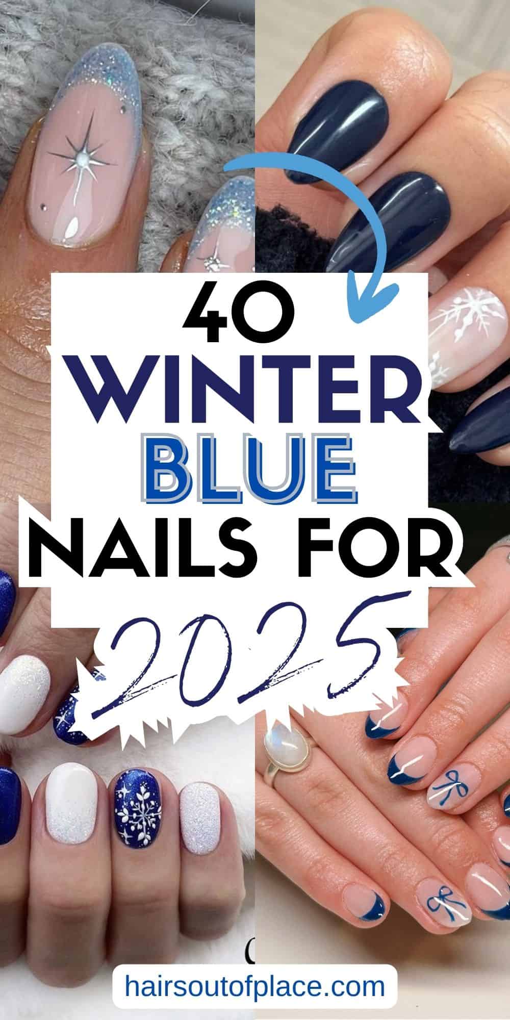 40 Winter Blue Nails for 2025 Pinterest pin