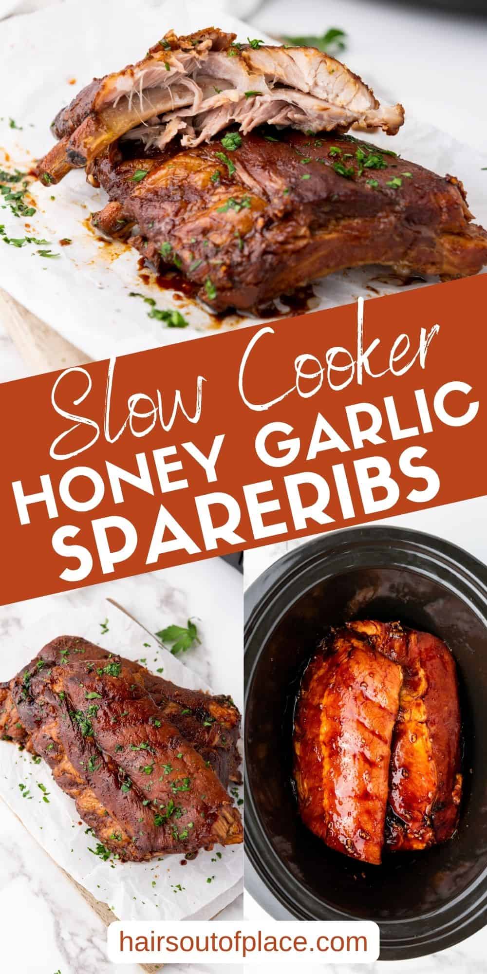 Slow Cooker Honey Garlic Spareribs Pinterest pin