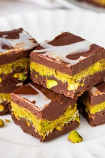 Dubai Chocolate Bar with Homemade Pistachio Cream cut into pieces