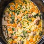 Slow Cooker Italian Wedding Soup being cooked in the crockpot