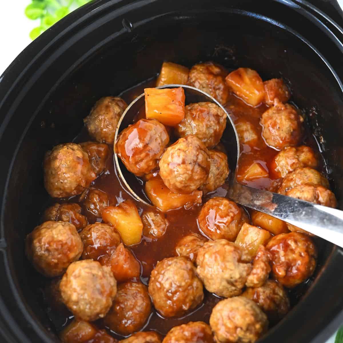 Crock Pot Hawaiian Meatballs with Frozen Meatballs