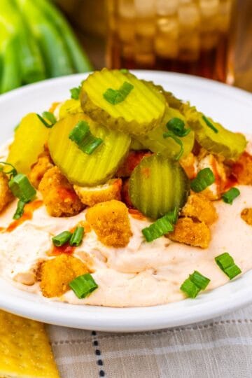Nashville Hot Chicken Dip on a white plate