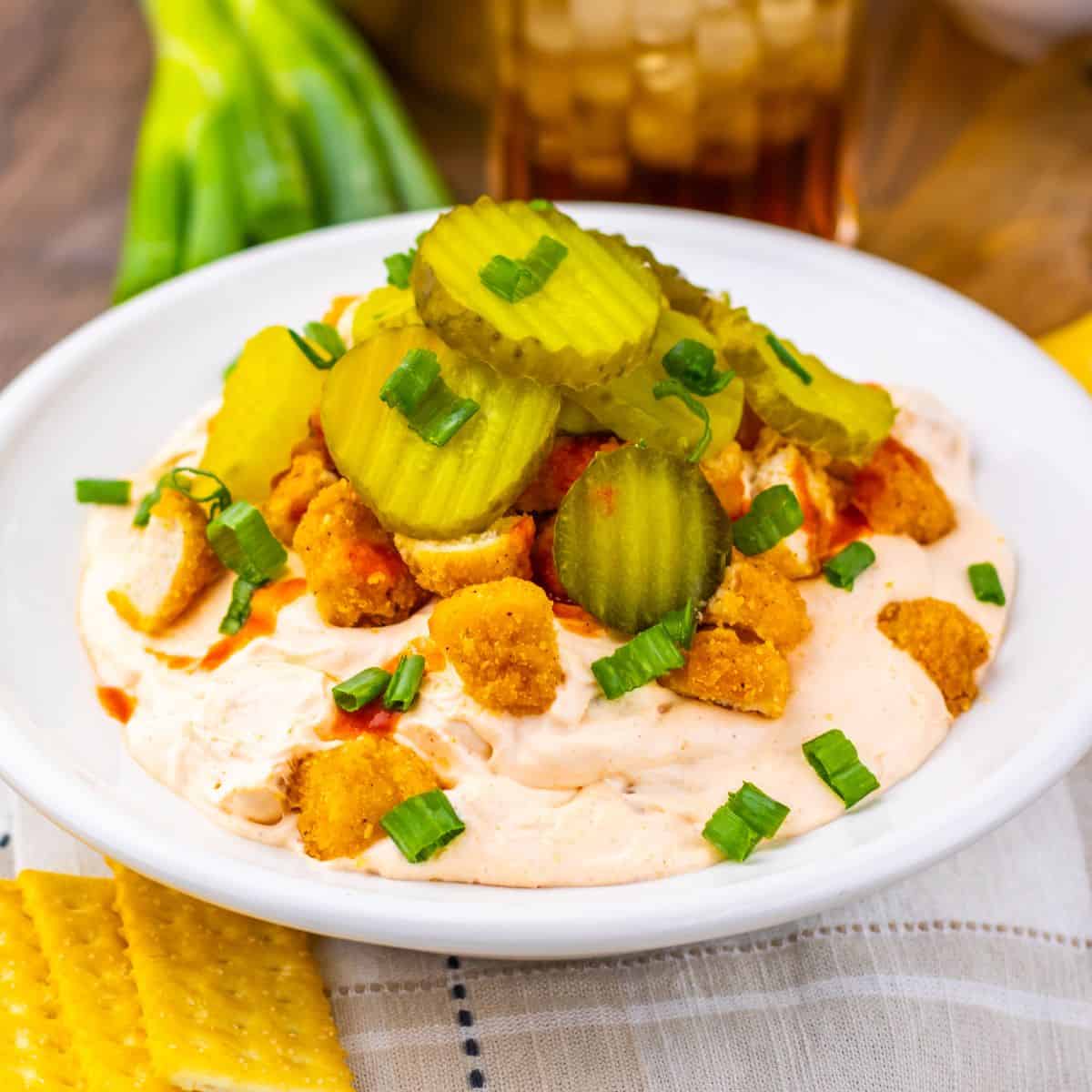 Nashville Hot Chicken Dip on a white plate