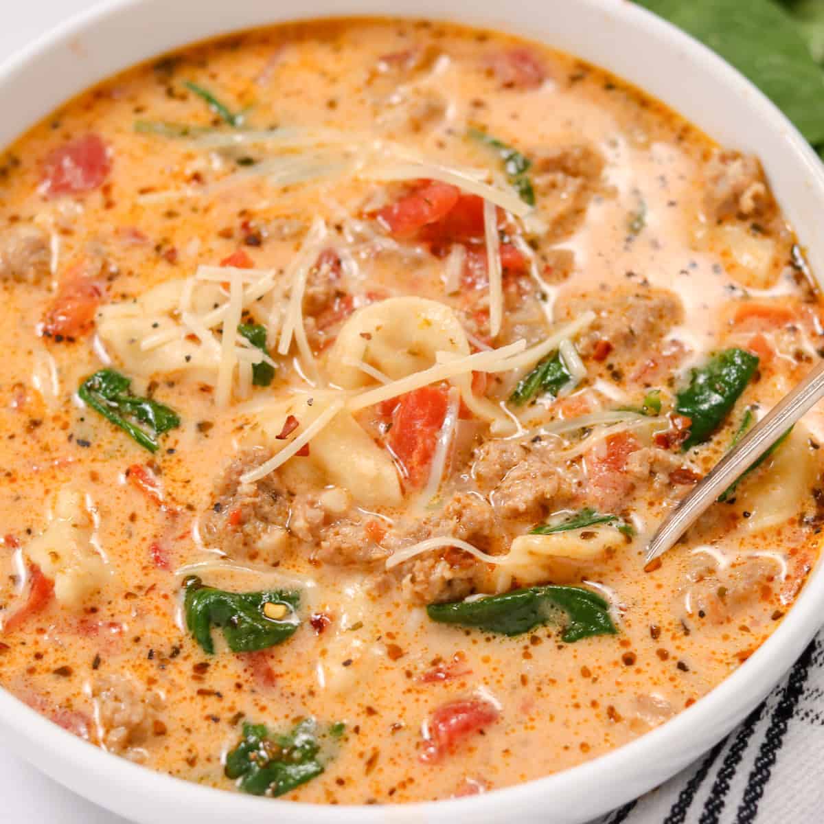 italian soup in a white bowl