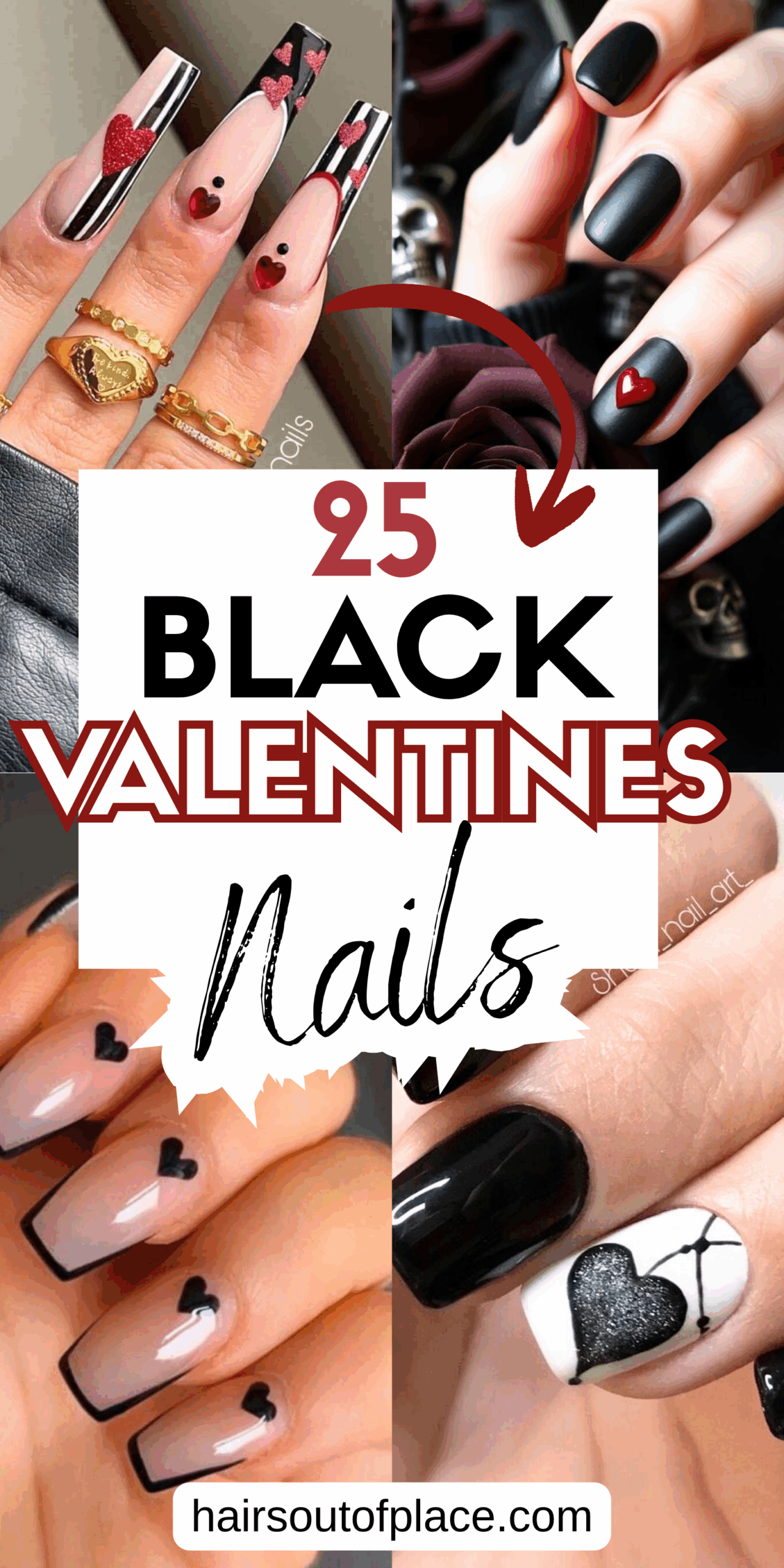 25 Black Valentines Nails Pinterest pin