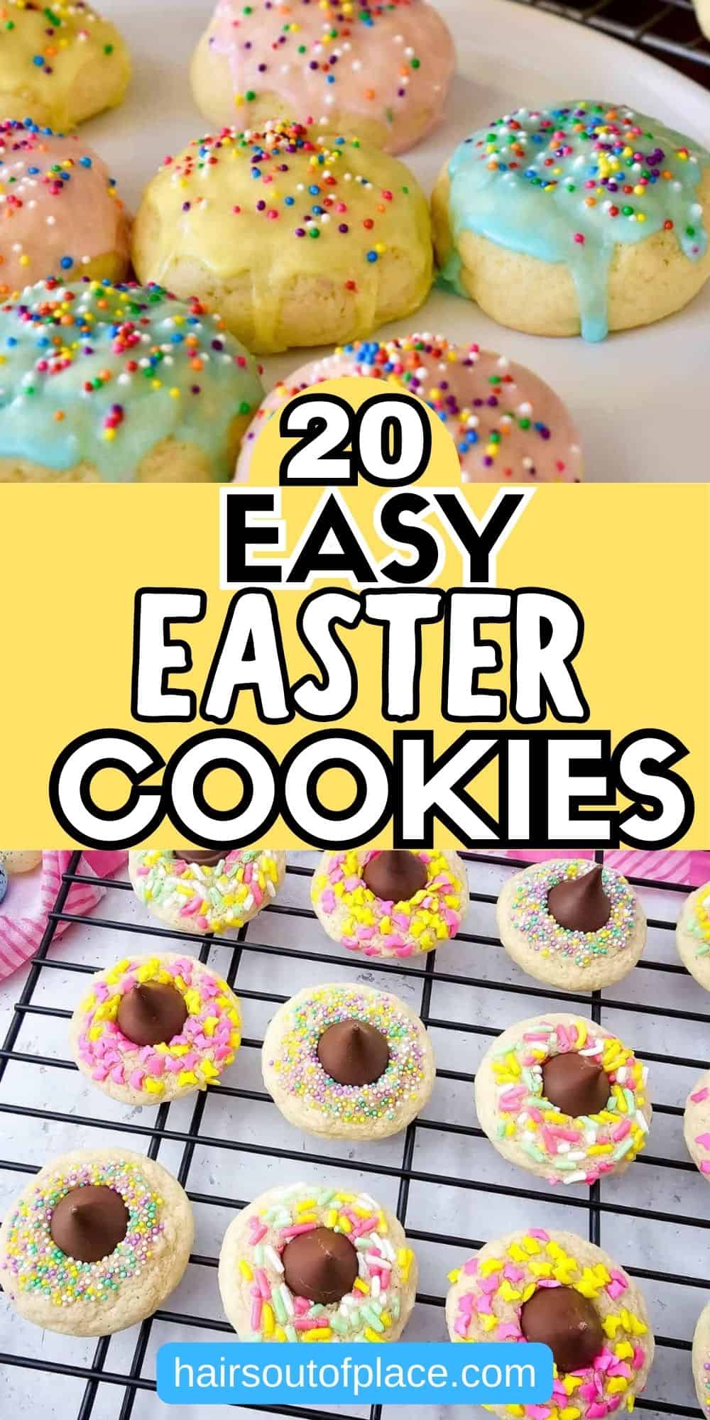 Pinterest collage featuring two images of Easter cookies.