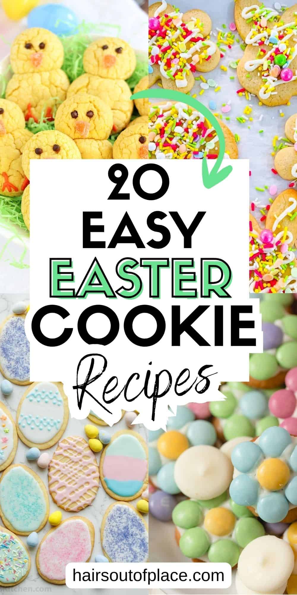 collage of easy Easter cookies with four different designs