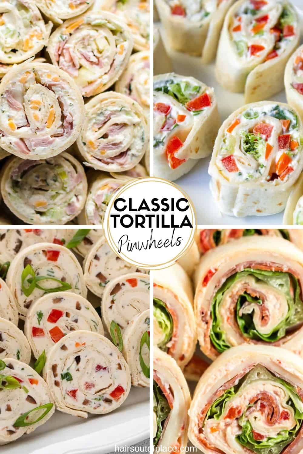 classic tortilla pinwheels images in a collage