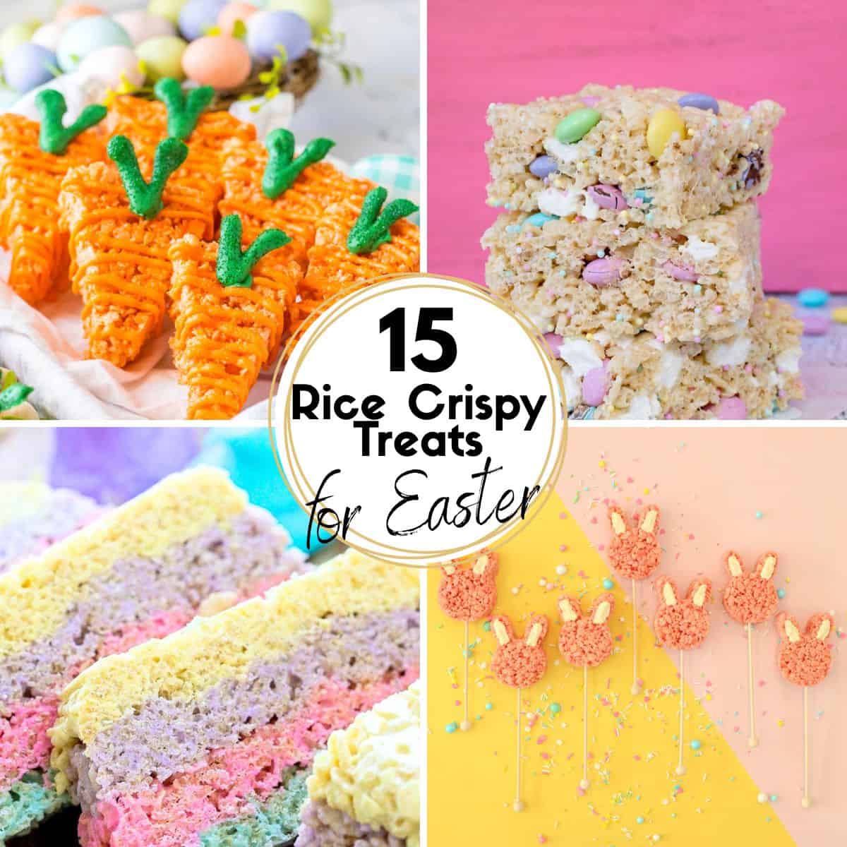 easy easter rice crispy treats collage