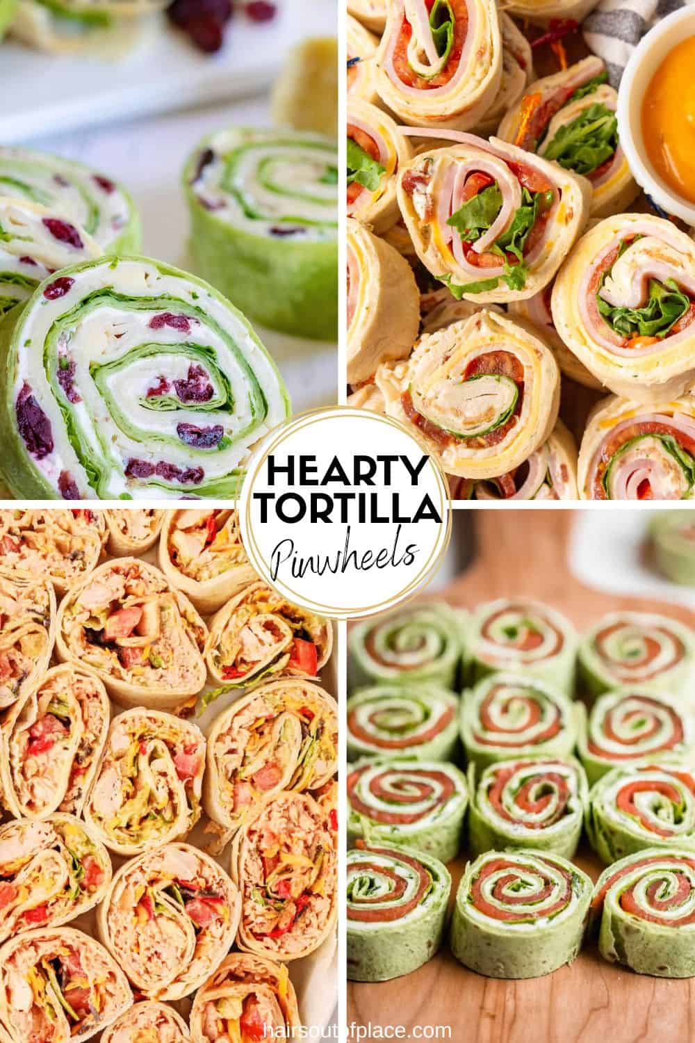 hearty tortilla pinwheels collage image