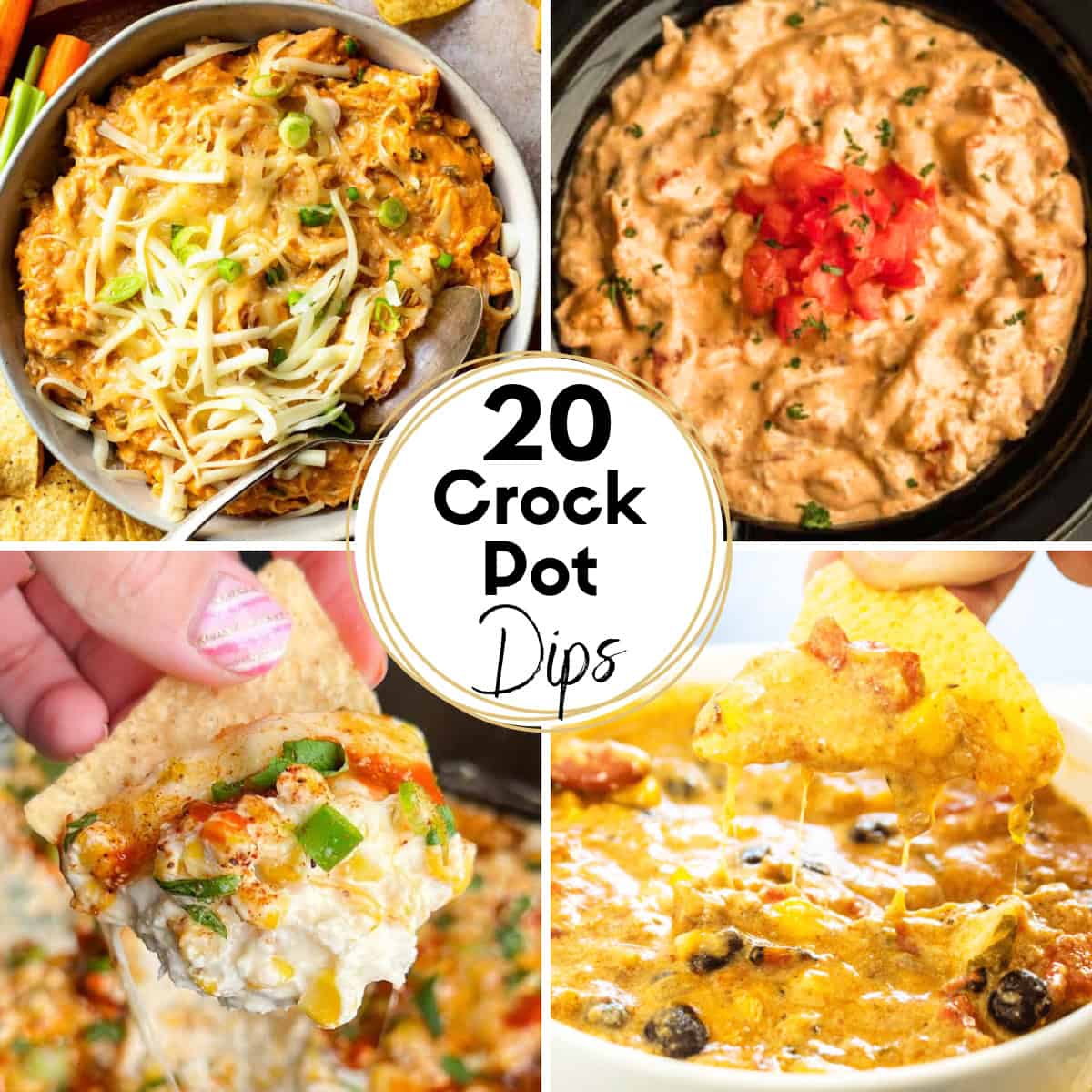 20 Crock Pot Dips HOOP Collage Images