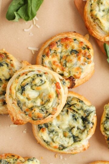 Spinach Artichoke Dip Pinwheels With Puff Pastry