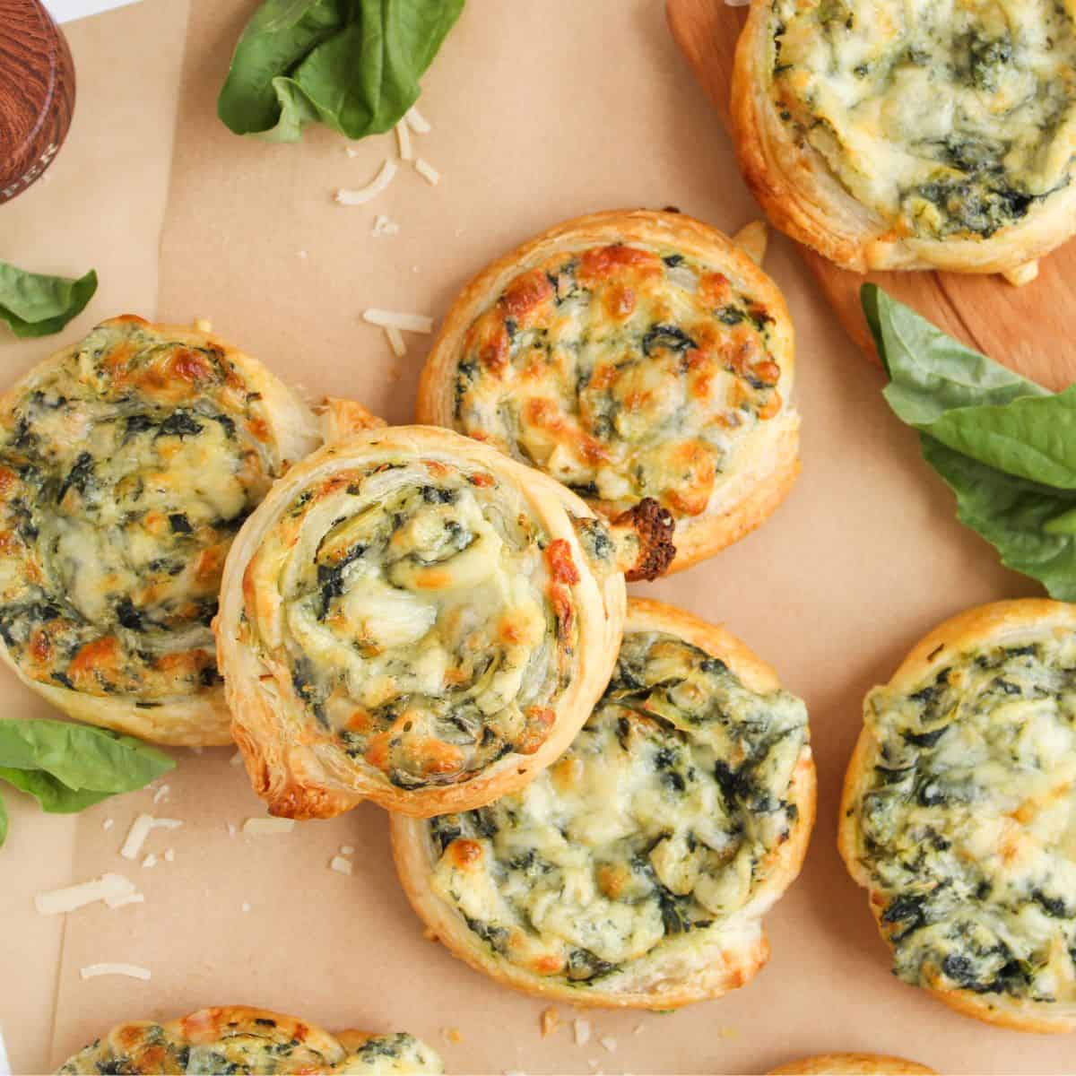 Spinach Artichoke Dip Pinwheels With Puff Pastry