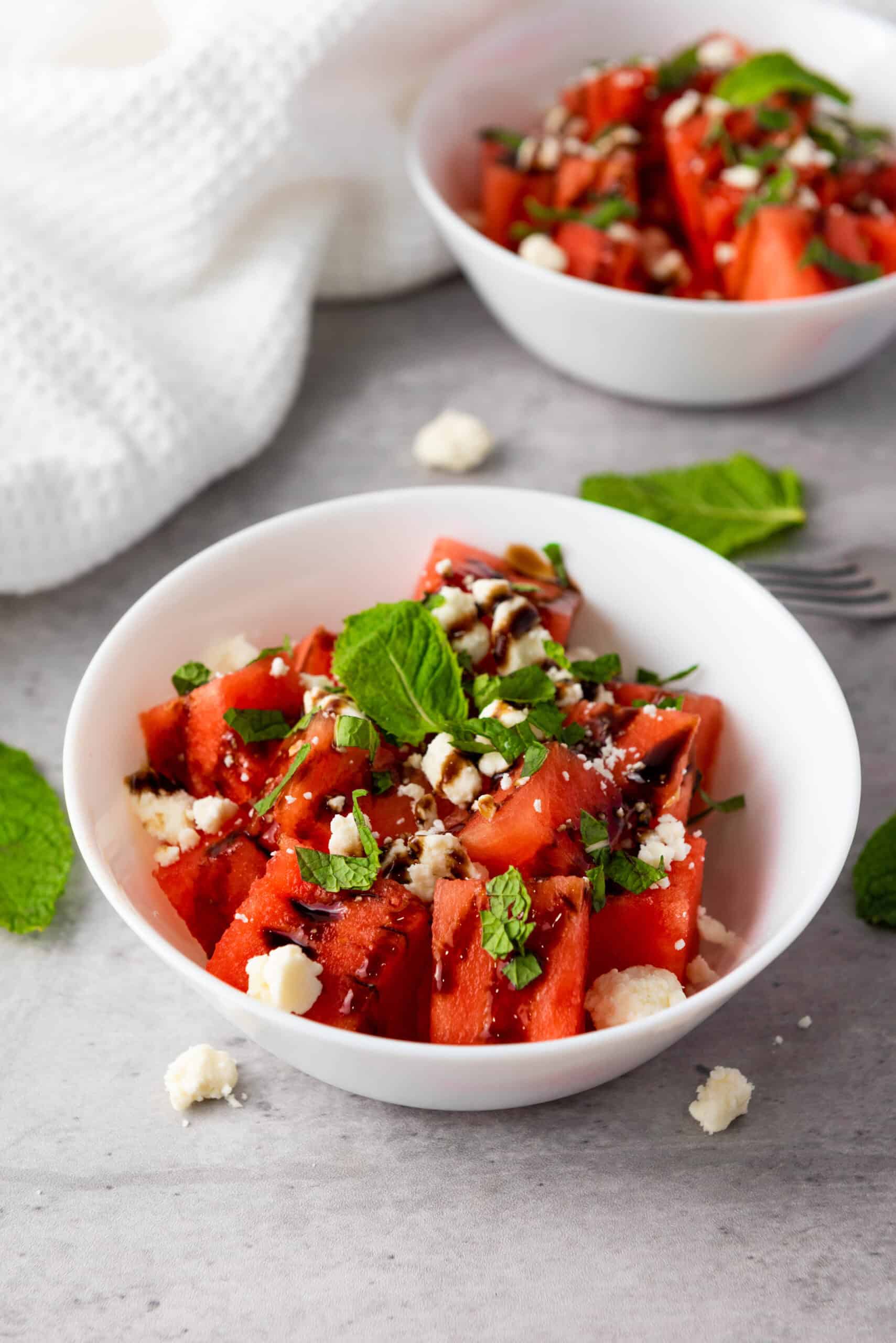 simple watermelon salad with mint