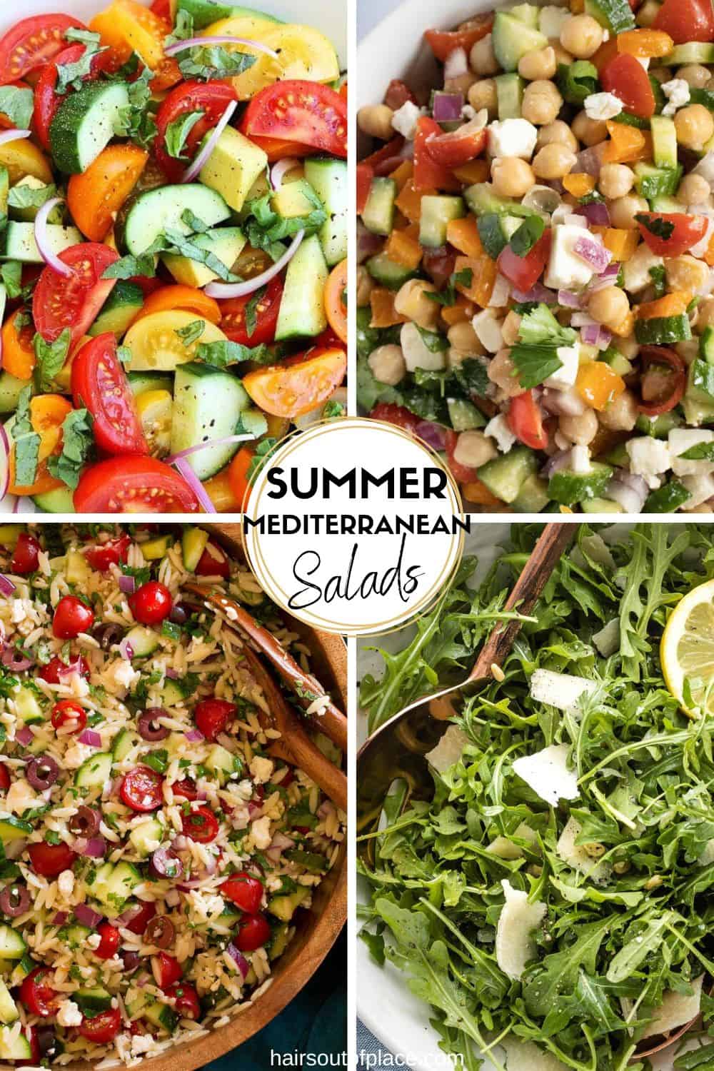 summer mediterranean salads collage of recipes