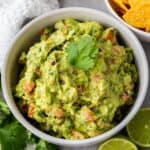 guacamole made with fresh ingredients in a bowl
