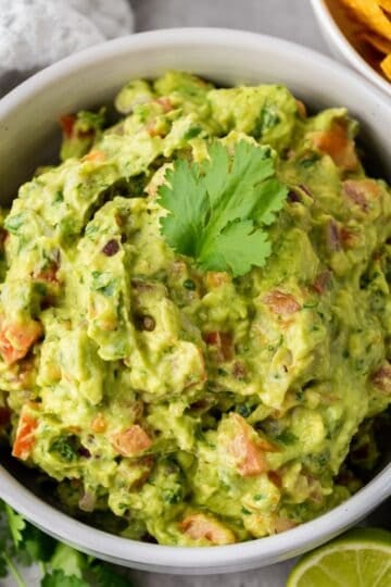 guacamole made with fresh ingredients in a bowl