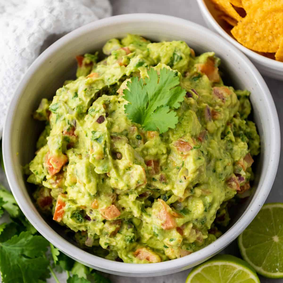 guacamole made with fresh ingredients in a bowl