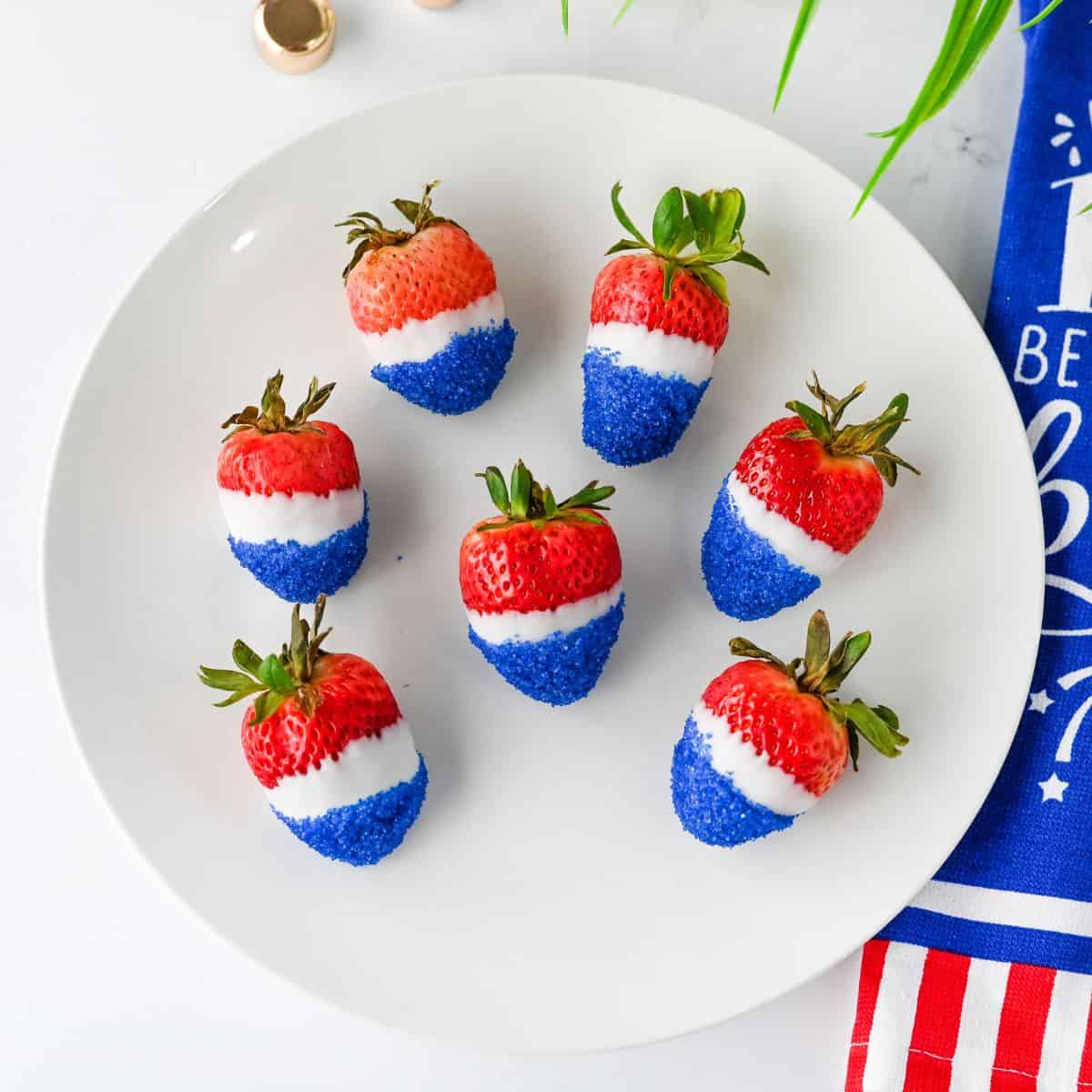 Red White and Blue Dipped Strawberries
