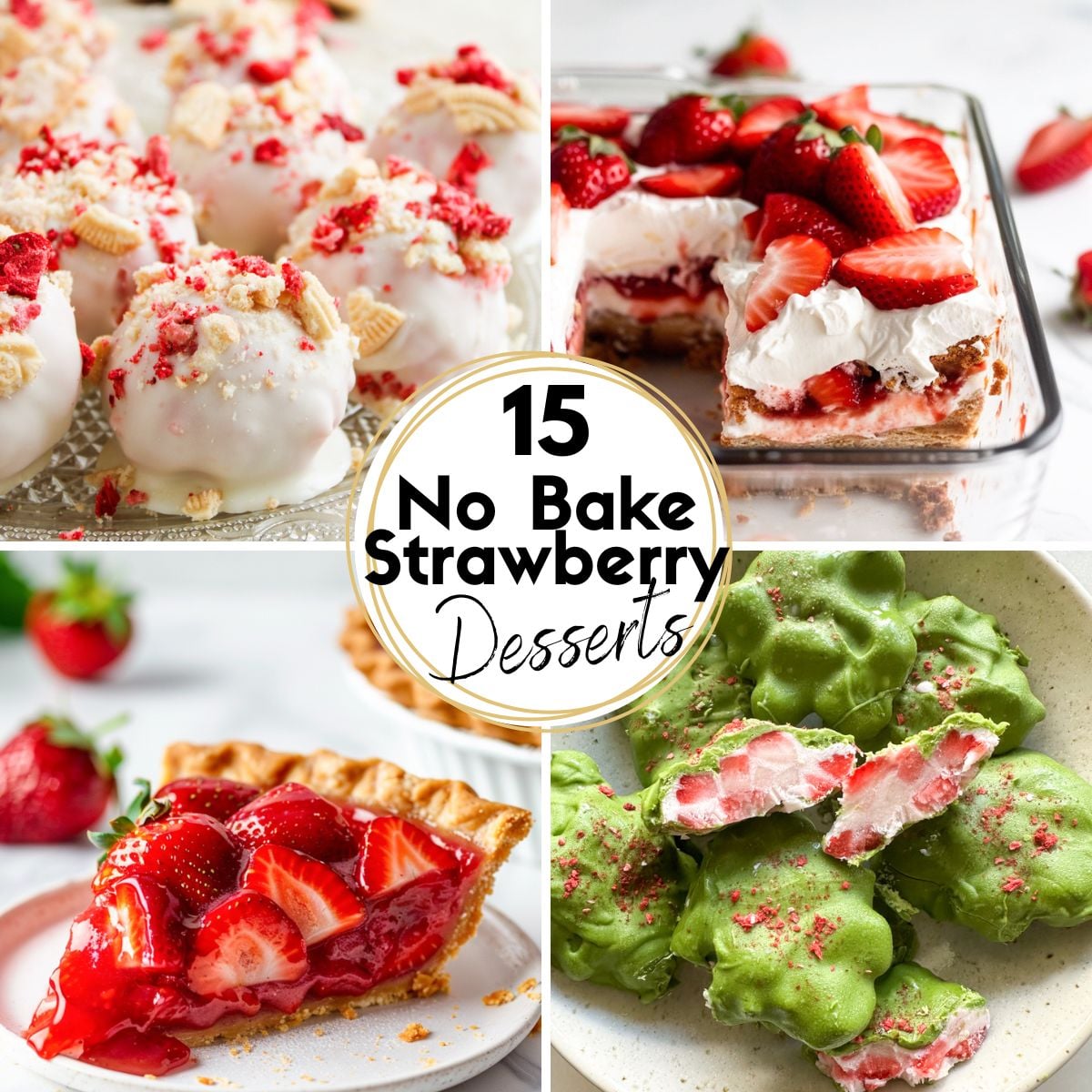 no bake strawberry dessert recipes collage