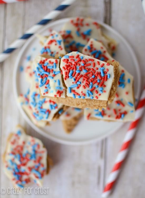 Patriotic Peanut Butter Cookie Dough Bark