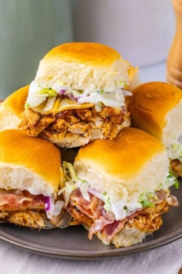 Loaded BBQ Chicken Sliders (with Bacon and Ranch)