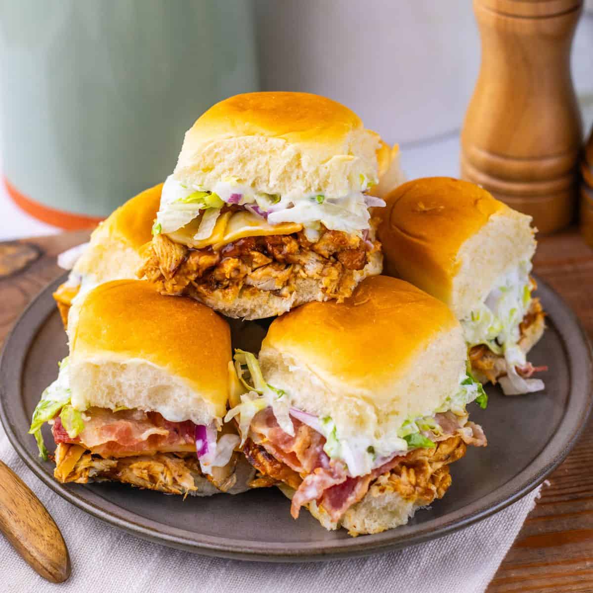 Loaded BBQ Chicken Sliders (with Bacon and Ranch)